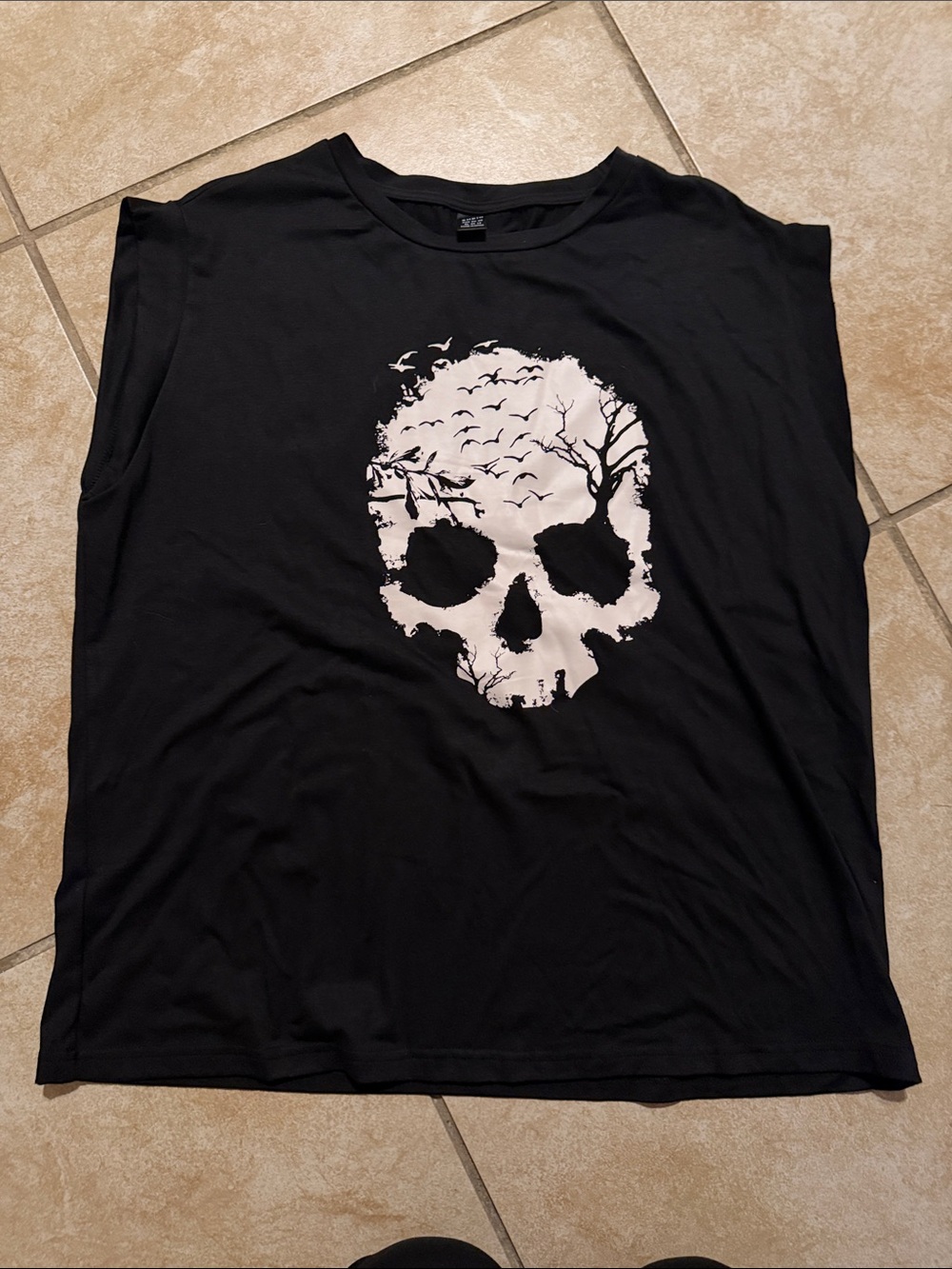 SHEIN Black Tank Top with White Skull Graphic